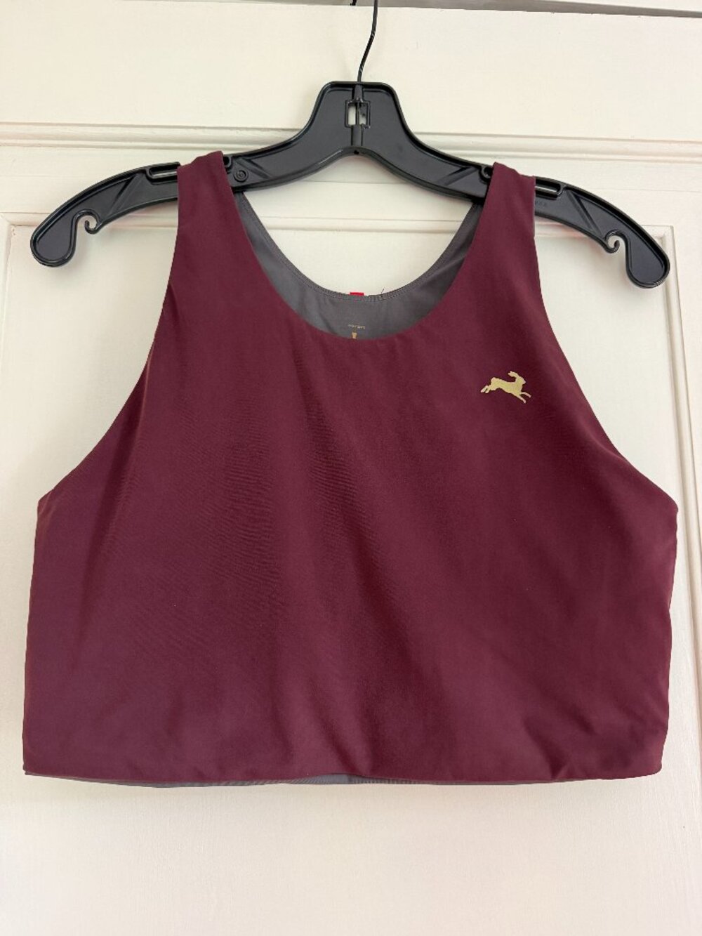 Tracksmith Turnover Crop Top Berry Burgundy Sports Bra Tank